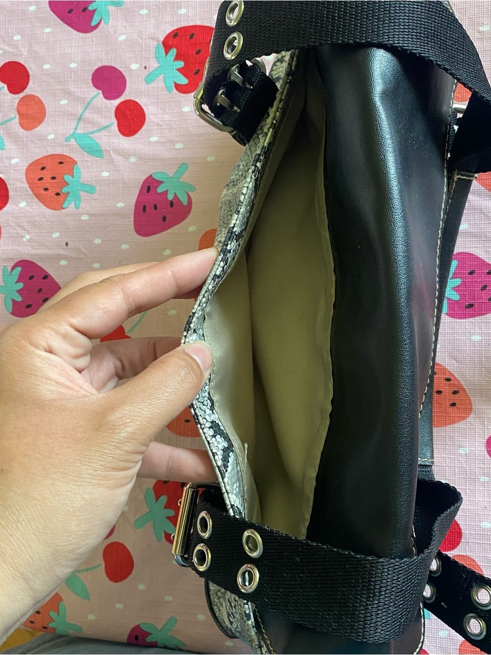 Nine West Black and Gray Snake-Print Mini Shoulder Bag Y2K - Picture 3 of 4